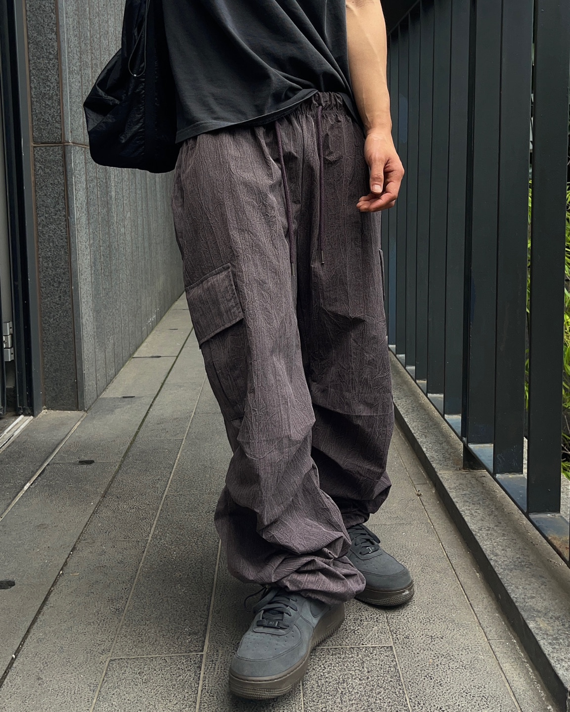 Nylon crack dying cargo pants(2Color)