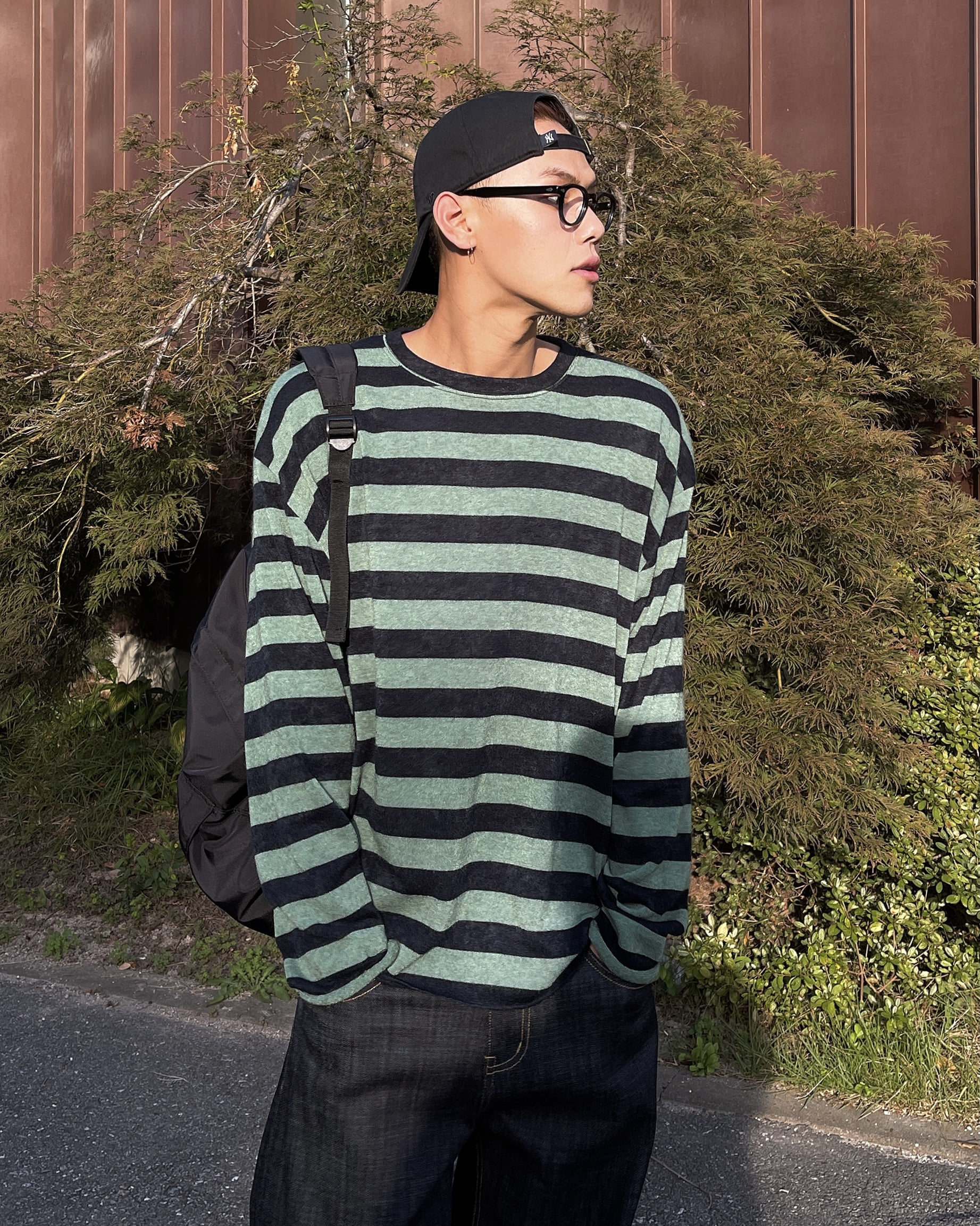 Mohair stripe round knit(3Color)