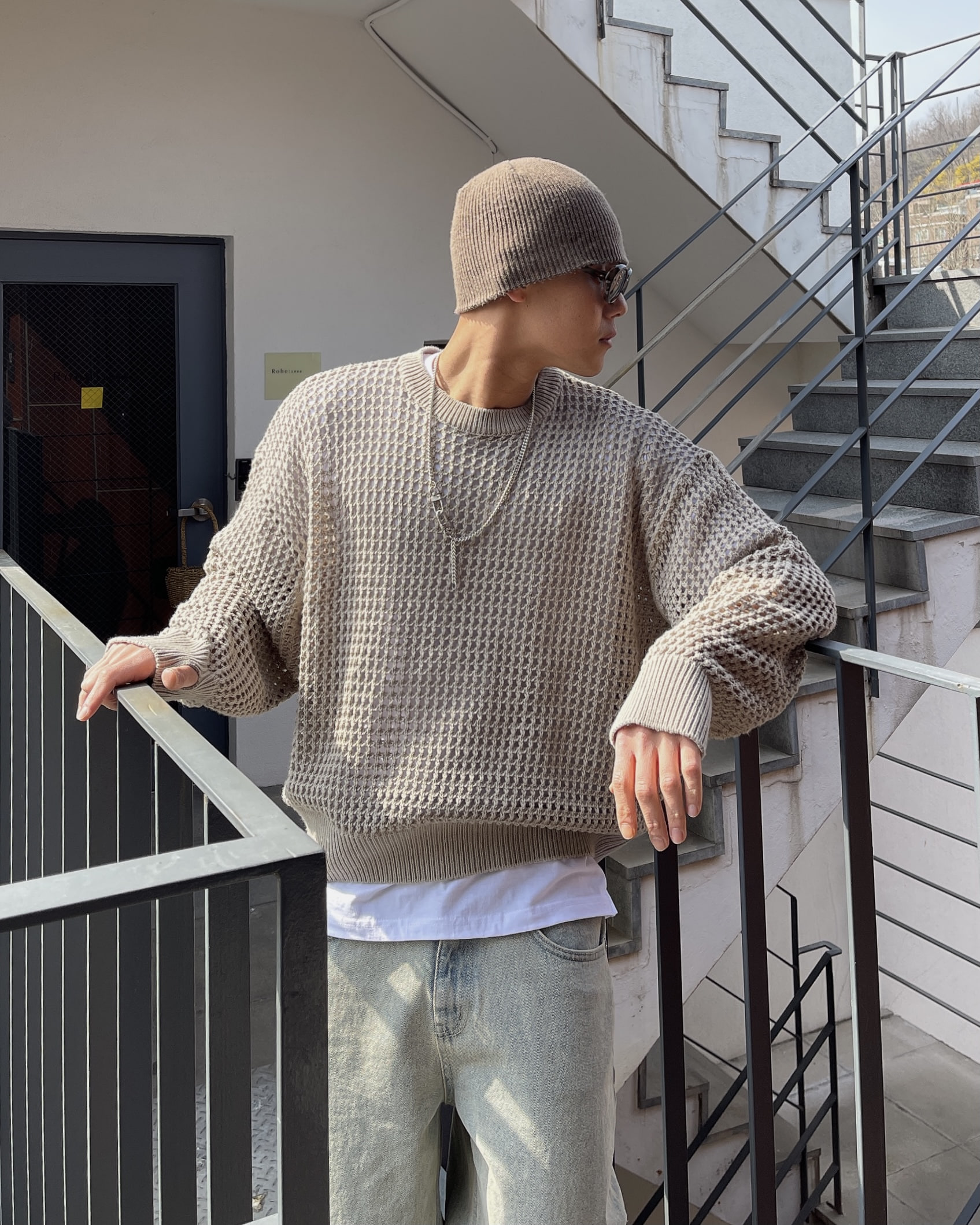 Mesh see through warmer knit(3Color)