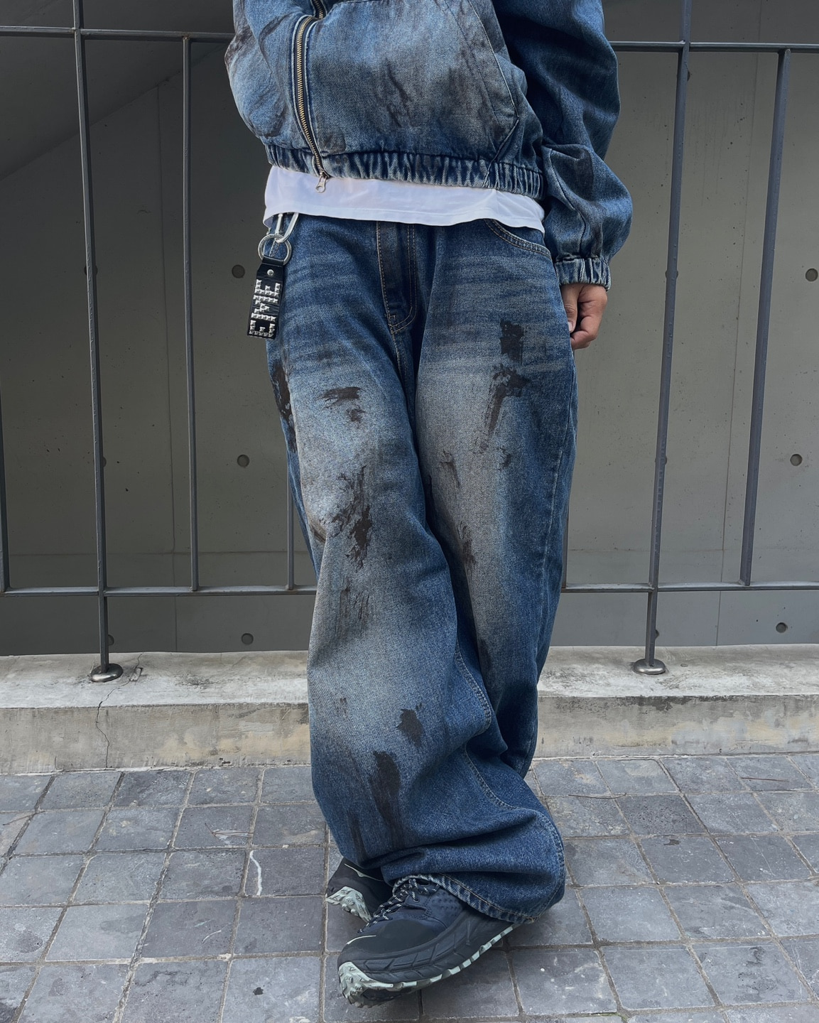 Dirty oil over wide jean(2Color)