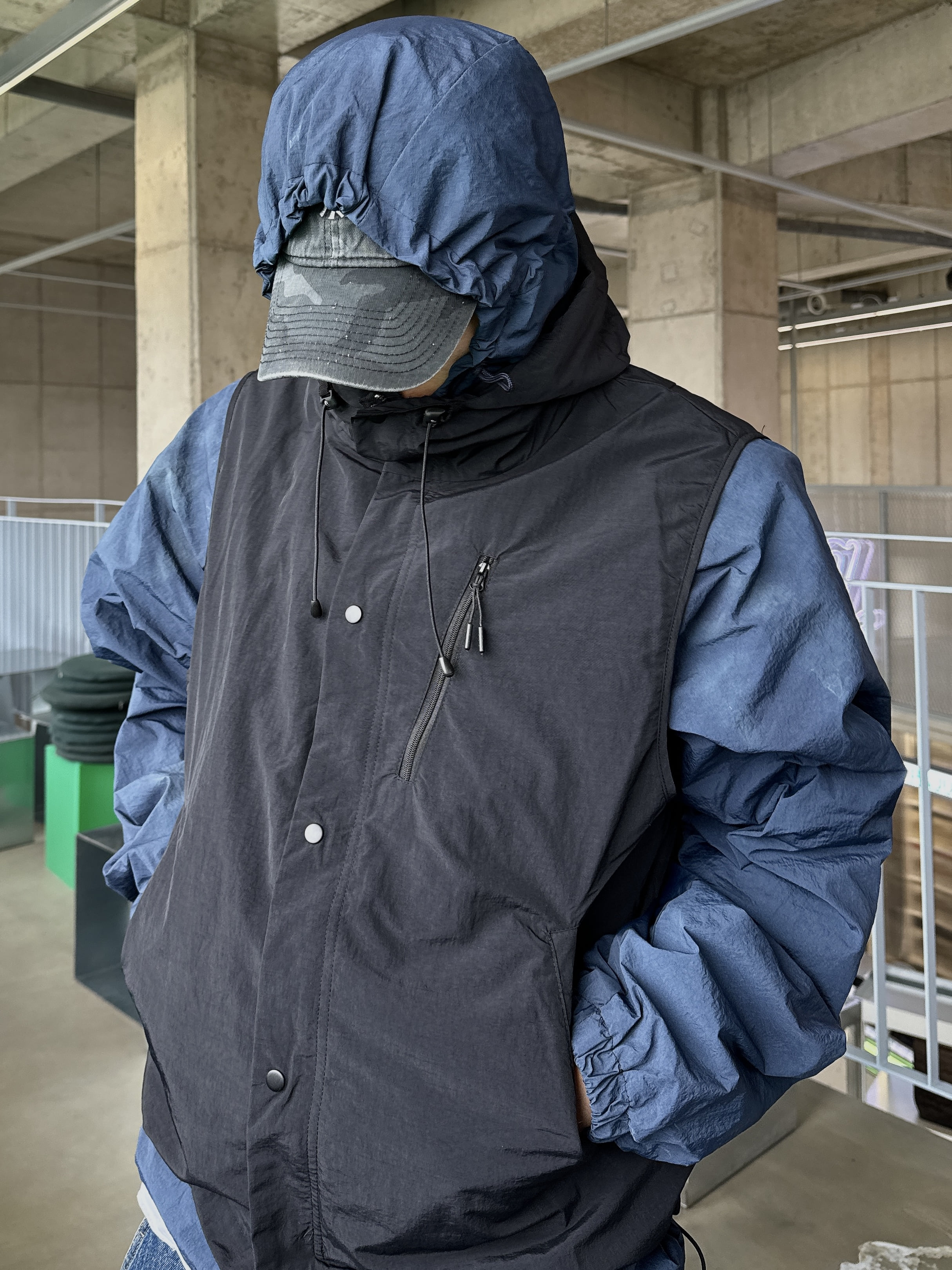 Nylon utility hood vest(3Color)