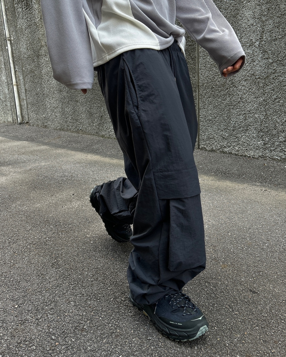 Front pocket nylon pants(2Color)