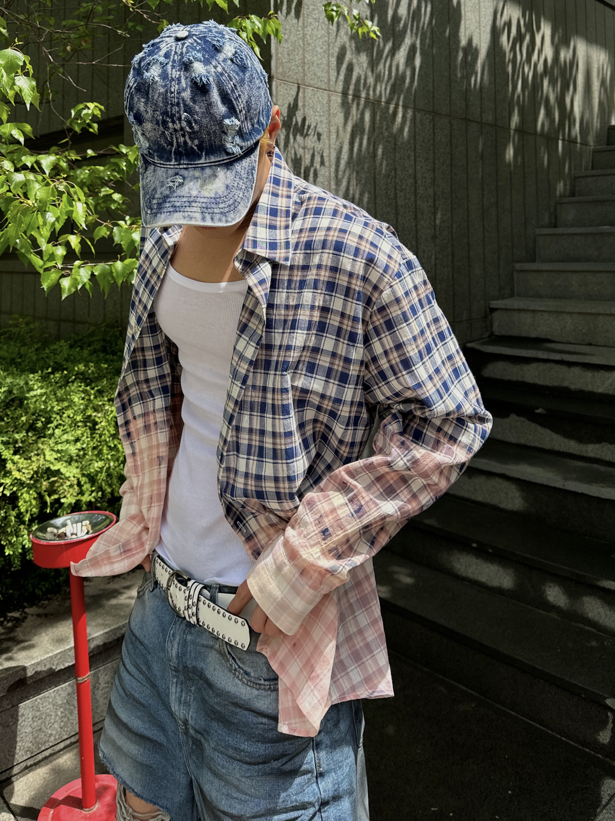 White discharge check shirts(2Color)
